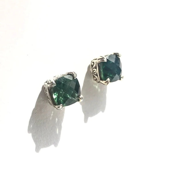 Botanical Stud Green Quartz Earrings