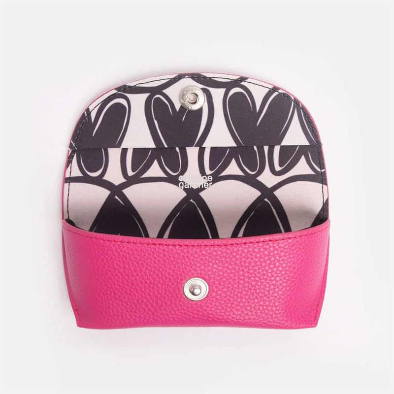 Fuchsia eye glasses case with hearts lining