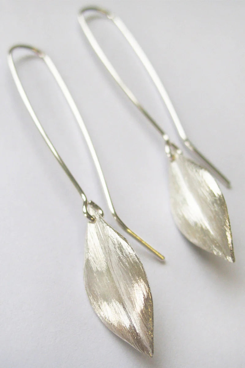 Leaf Earrings Long | Sterling Silver