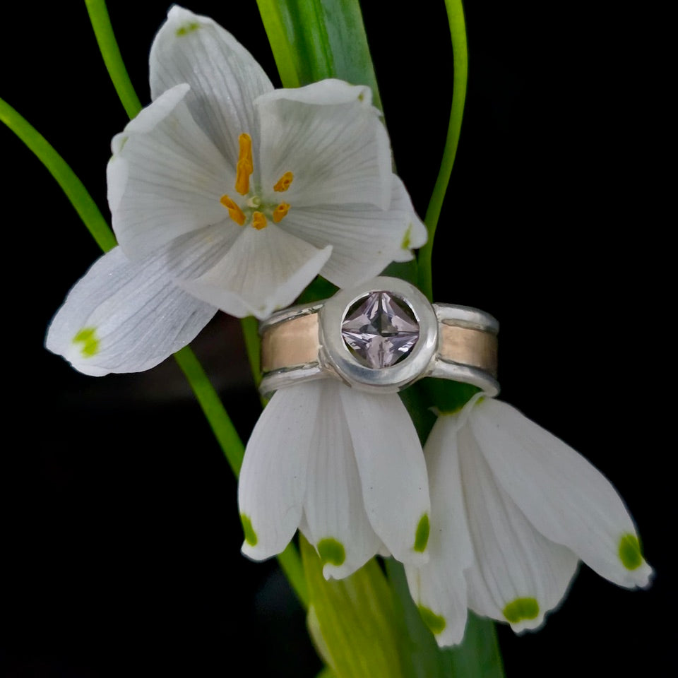 Pacific Queen Ring | Morganite | Silver & 9ct Rose Gold