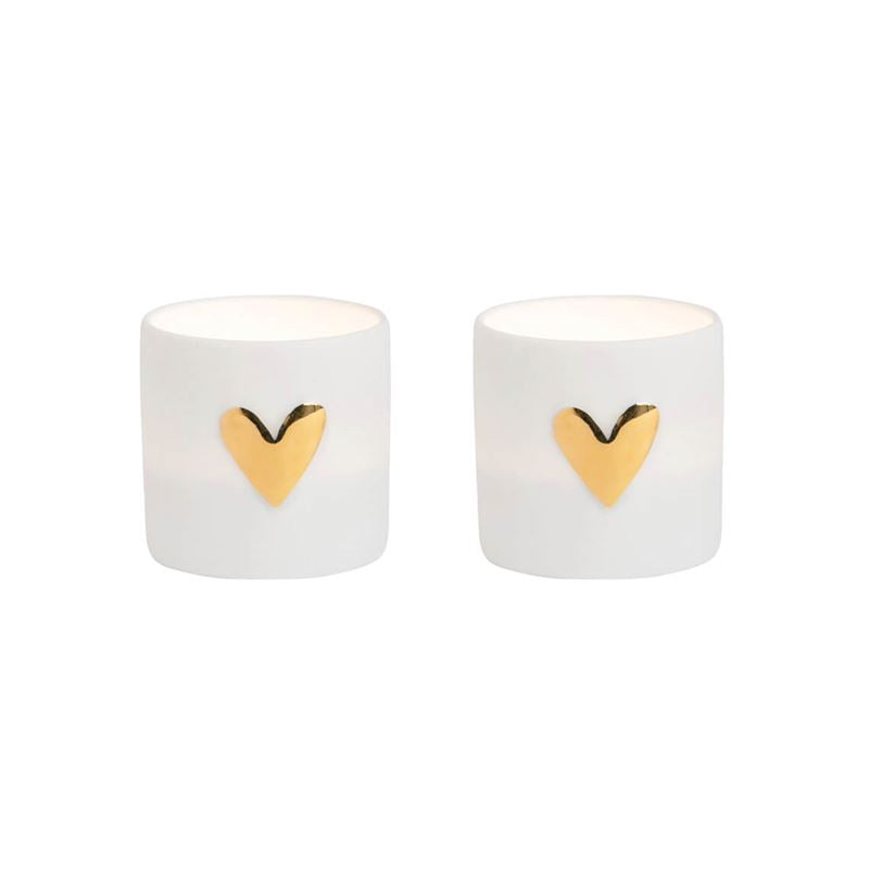 Gold Heart Tealights | Set Of 2