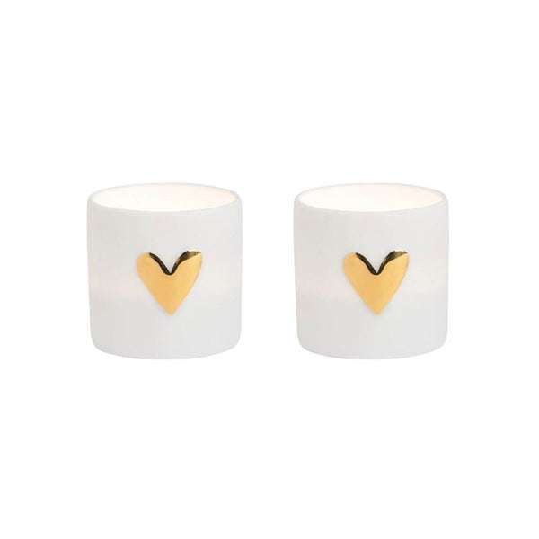 Gold Heart Tealights Set Of 2