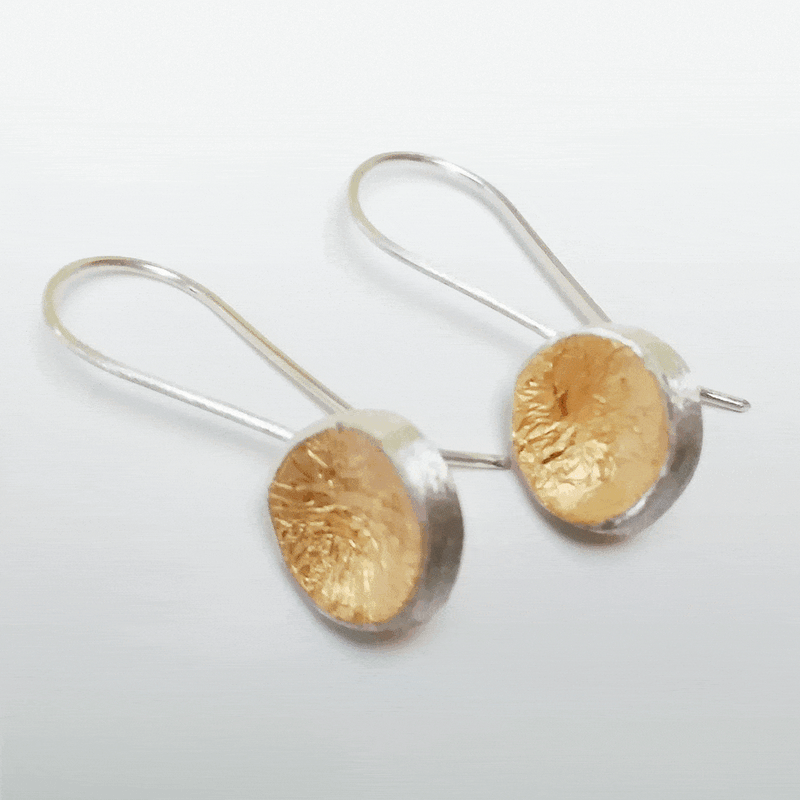 Small Silver & Gold Leaf Rockpool Earrings