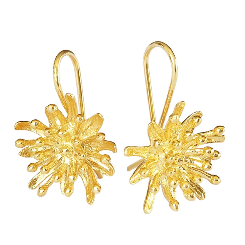 Mt Cook Lily Hook Earrings 22ct Gold Plate