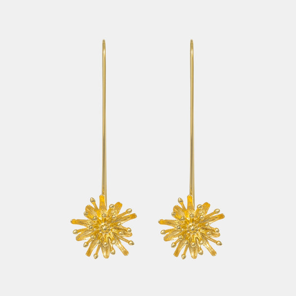 Mt Cook Lily Earrings Stems 22ct Gold Plate