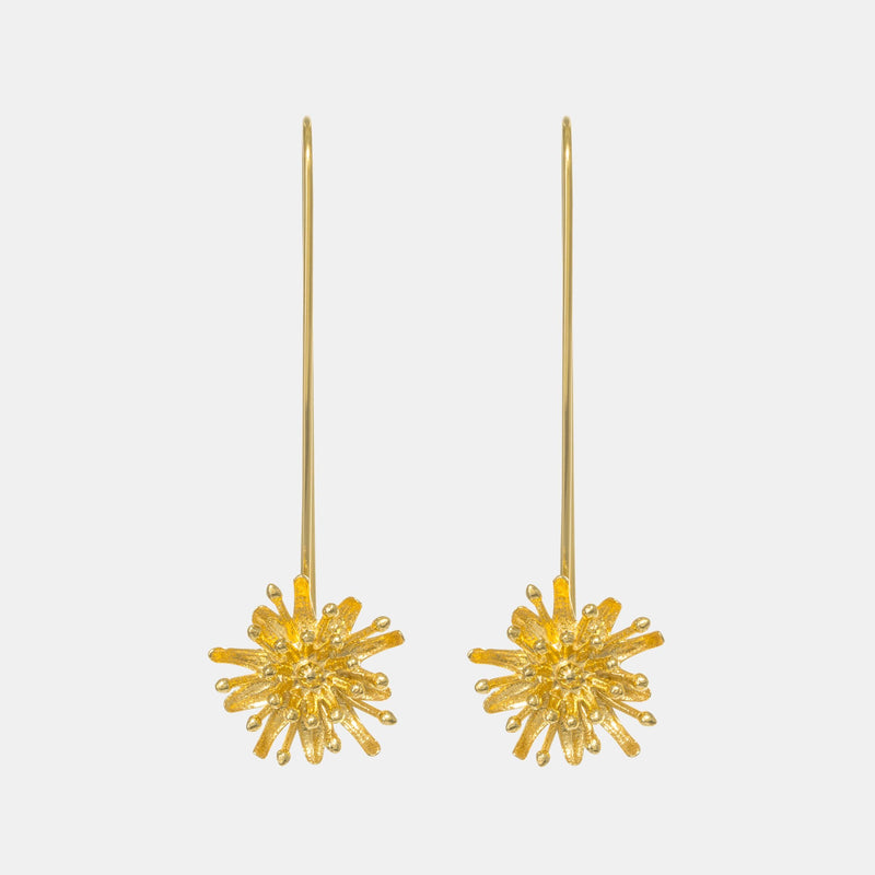 Mt Cook Lily Earrings Stems 22ct Gold Plate