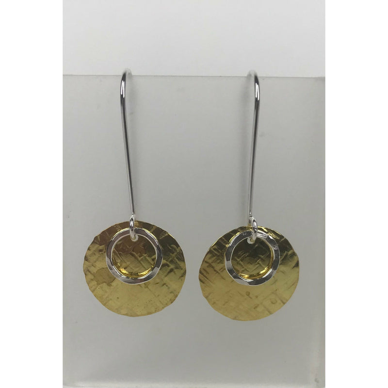Brass Disc Circle Earrings