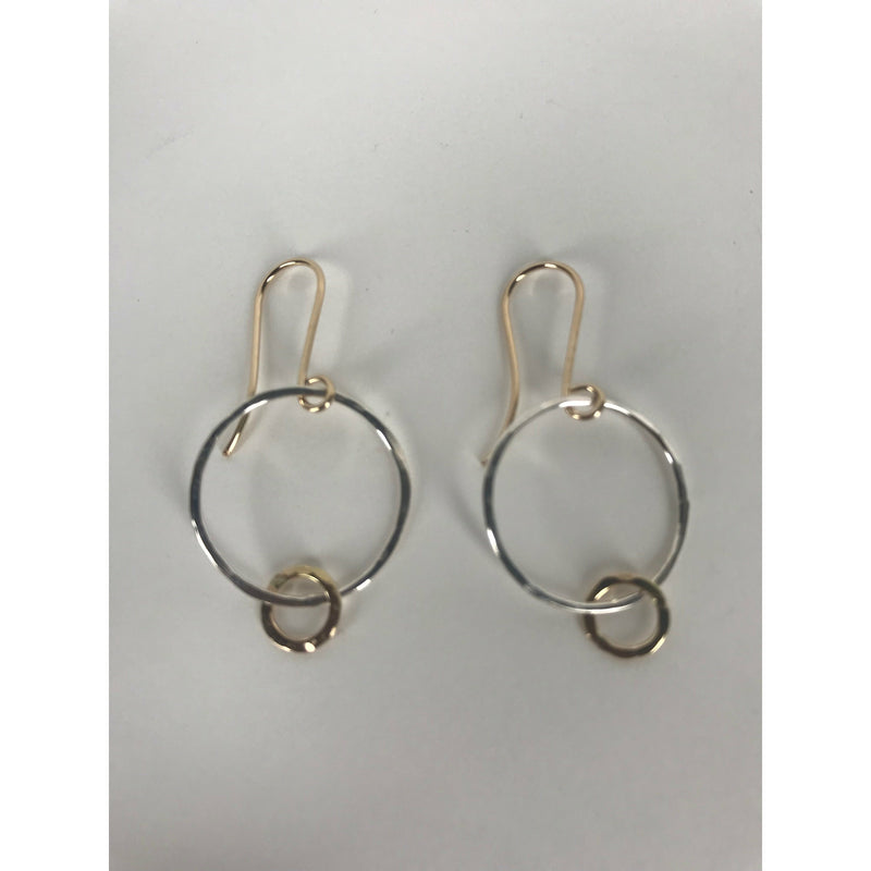 Silver Link Gold O Earrings