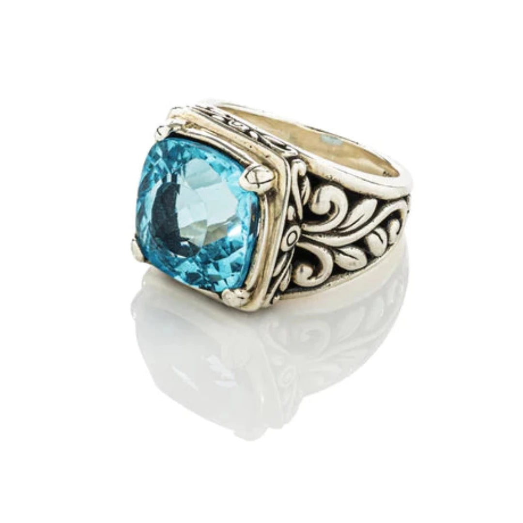 Botanical Gemstone Ring Smokey Topaz