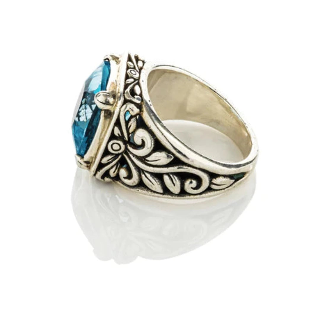 Botanical Gemstone Ring Smokey Topaz