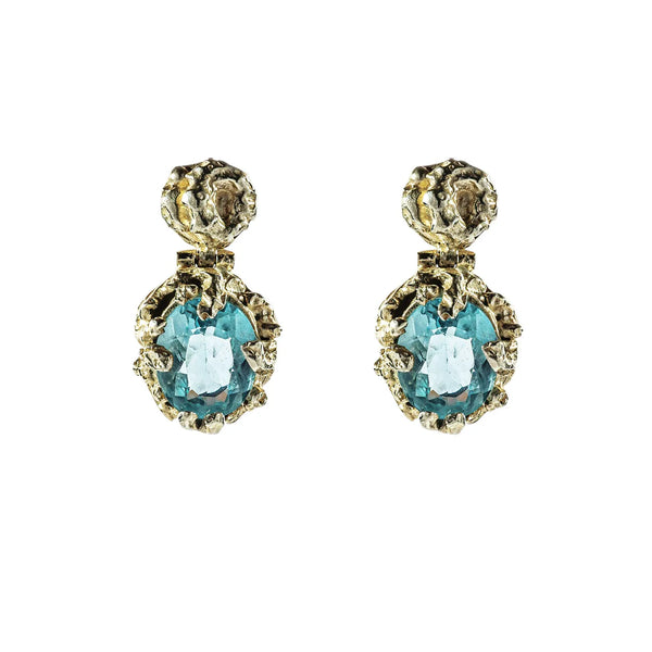 Coral Blue Topaz Earrings