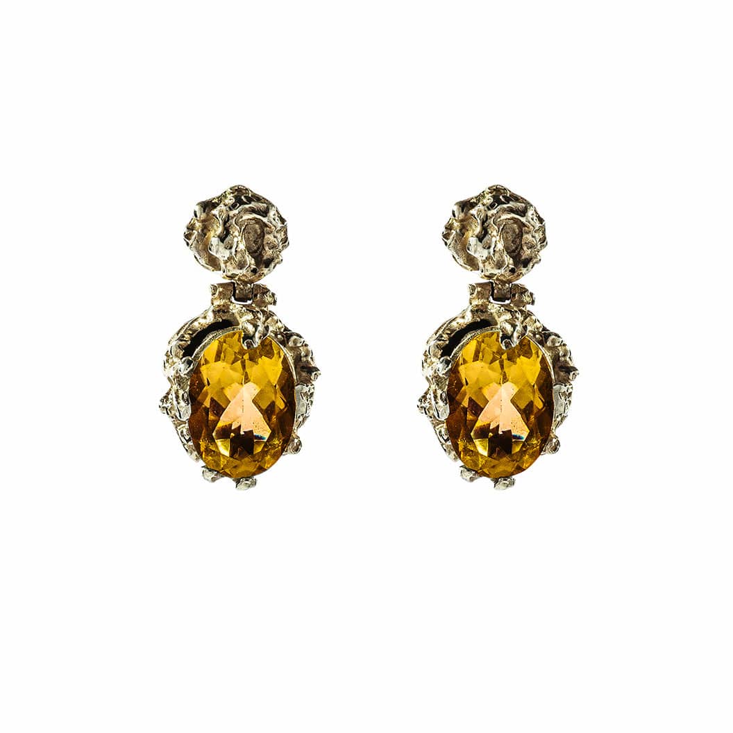 Coral Earrings Citrine and Silver