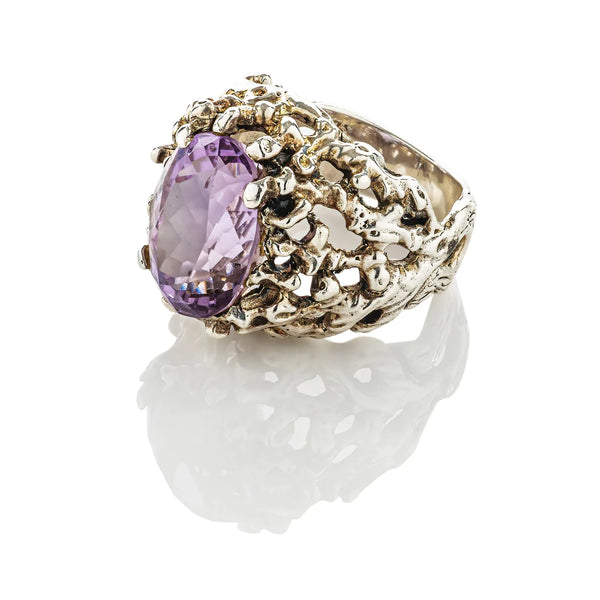 Coral Gemstone Ring Purple Amethyst