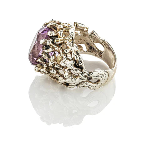 Coral Gemstone Ring Purple Amethyst