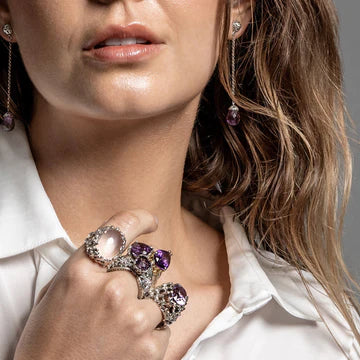 Coral Gemstone Ring Purple Amethyst