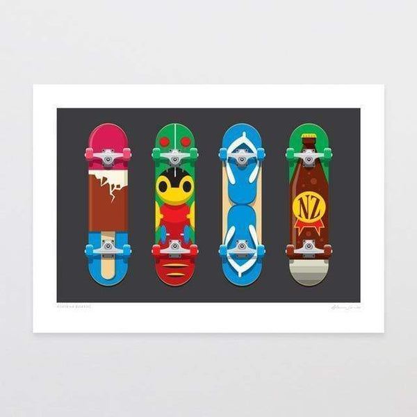 Kiwiana Boards Art Print